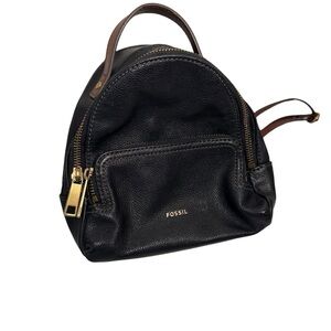 Fossil black leather  mini backpack bag